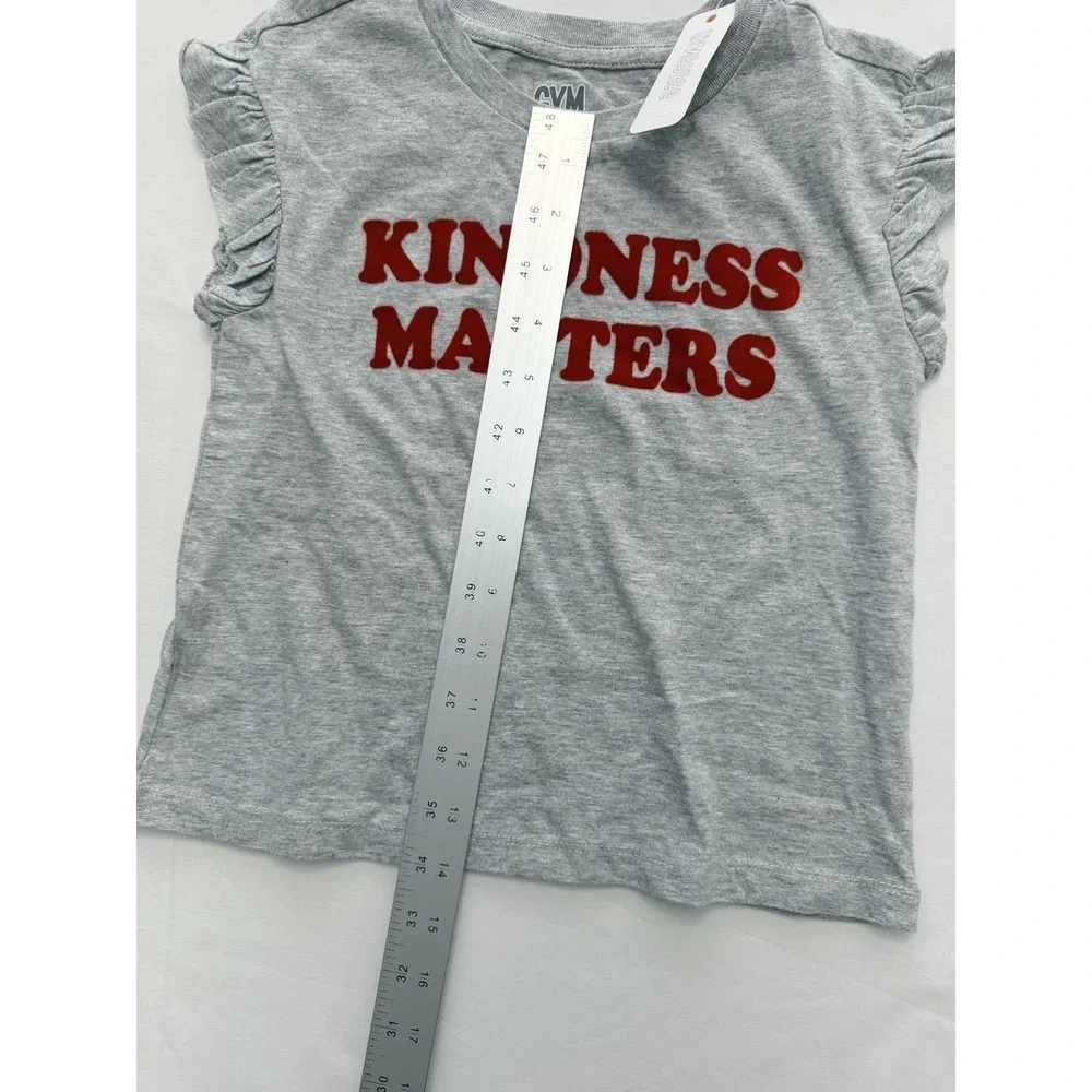 Gymboree Shirt Girls 5-6 Gray Kindness Matters Graphic Tee Ruffle Sleeve